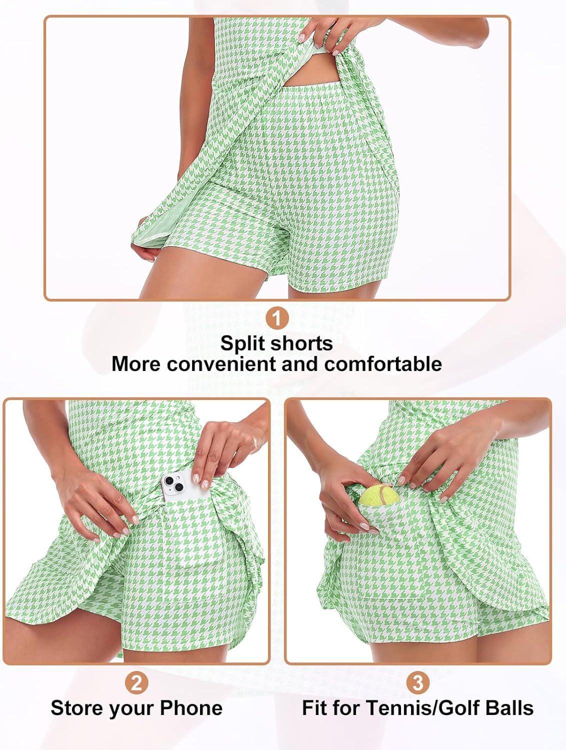 Tennis Dress for Women Sleeveless Golf Dresses with Shorts and Pockets Ruffle Zip Up Stand Collar Golf Outfits