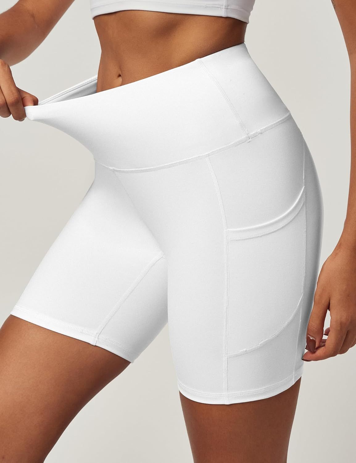 IUGA Biker Shorts Women 6" Tummy Control Workout Shorts Women with Pockets High Waisted Yoga Running Gym Spandex Compression