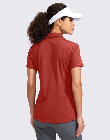 Women's Golf Shirt Short Sleeve with Zip Up Quick Dry Stretch Tennis Collared Polo Shirts for Women Golf Clothes