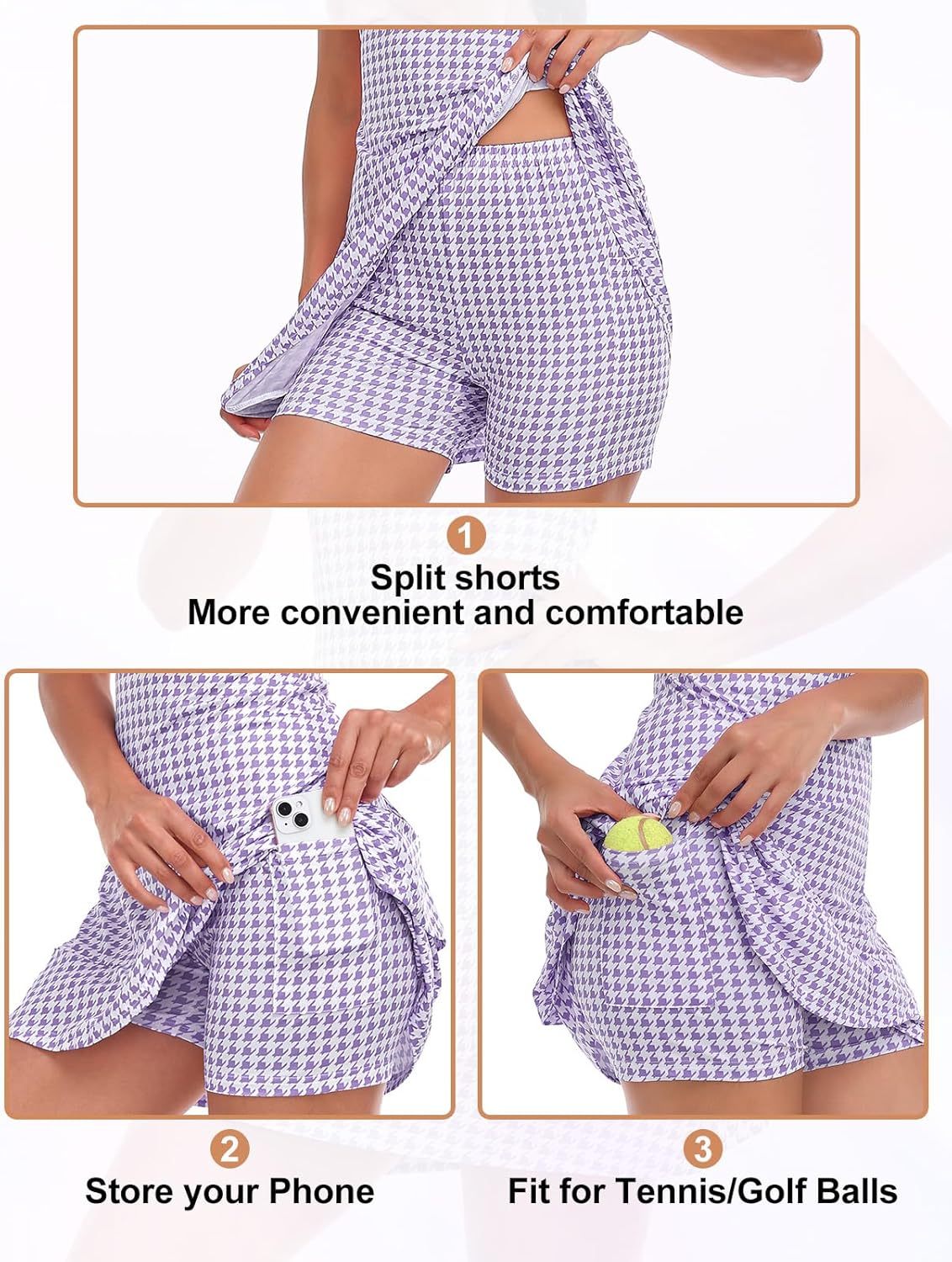 Tennis Dress for Women Sleeveless Golf Dresses with Shorts and Pockets Ruffle Zip Up Stand Collar Golf Outfits