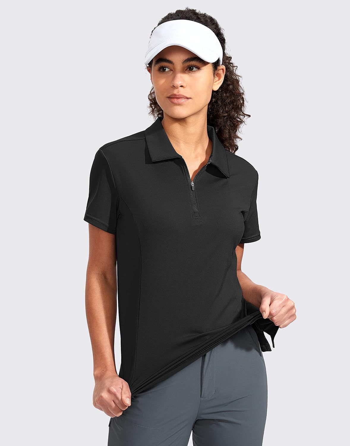 Women's Golf Shirt Short Sleeve with Zip Up Quick Dry Stretch Tennis Collared Polo Shirts for Women Golf Clothes