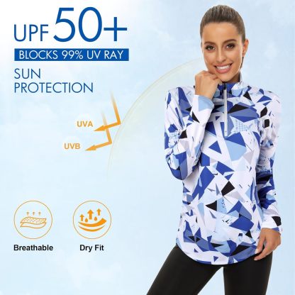 Women's Long Sleeve Golf Tennis Polo Shirts UPF50+ Half Zip Dry Fit Workout Tops Athletic Shirt