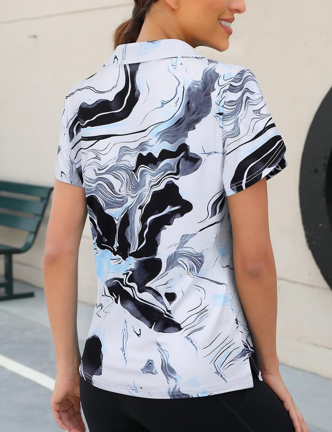 Womens Golf Polo Shirts 1/4 Zip Up Overlap Short Sleeve Quick Dry Workout Tops