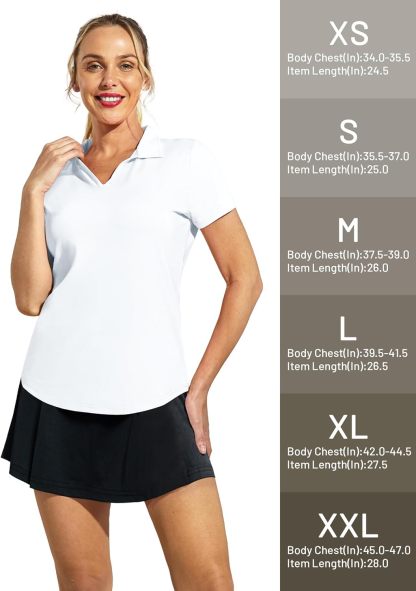 Women's Golf Polo Shirts Collared V Neck Short Sleeve Tennis Shirt, Dry Fit, Moisture Wicking
