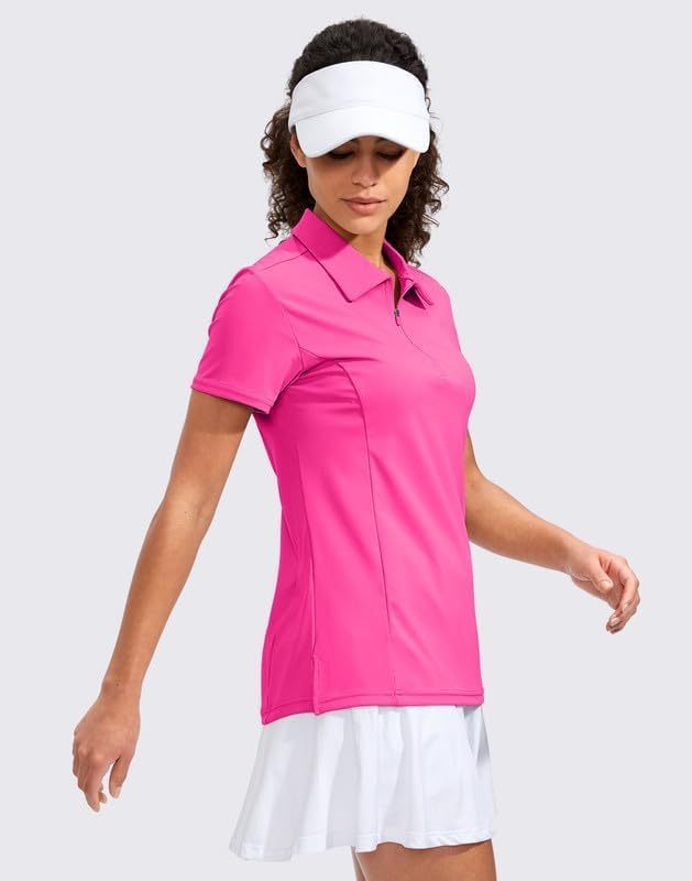 Women's Golf Shirt Short Sleeve with Zip Up Quick Dry Stretch Tennis Collared Polo Shirts for Women Golf Clothes