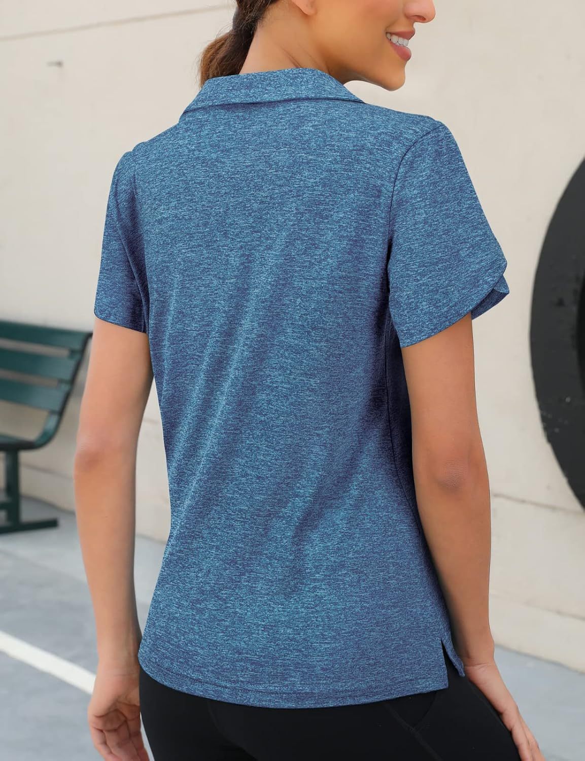 Womens Golf Polo Shirts 1/4 Zip Up Overlap Short Sleeve Quick Dry Workout Tops