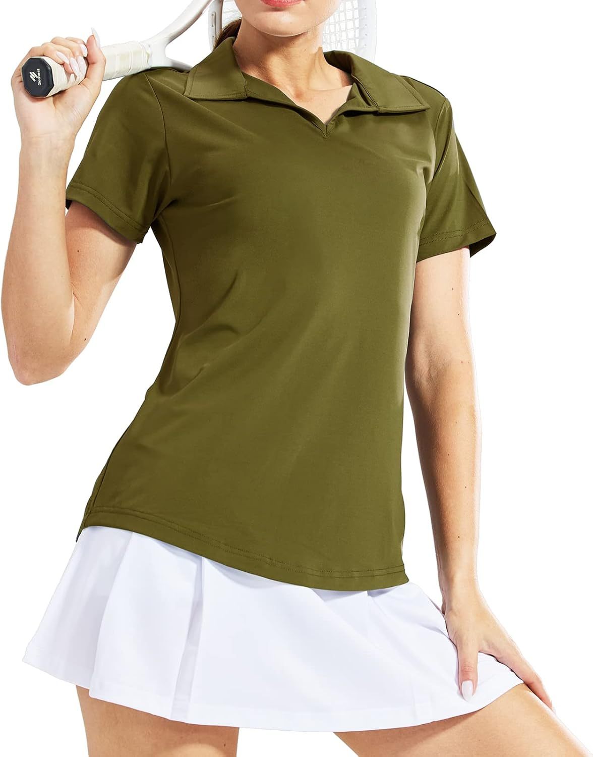 Women's Golf Polo Shirts Collared V Neck Short Sleeve Tennis Shirt, Dry Fit, Moisture Wicking