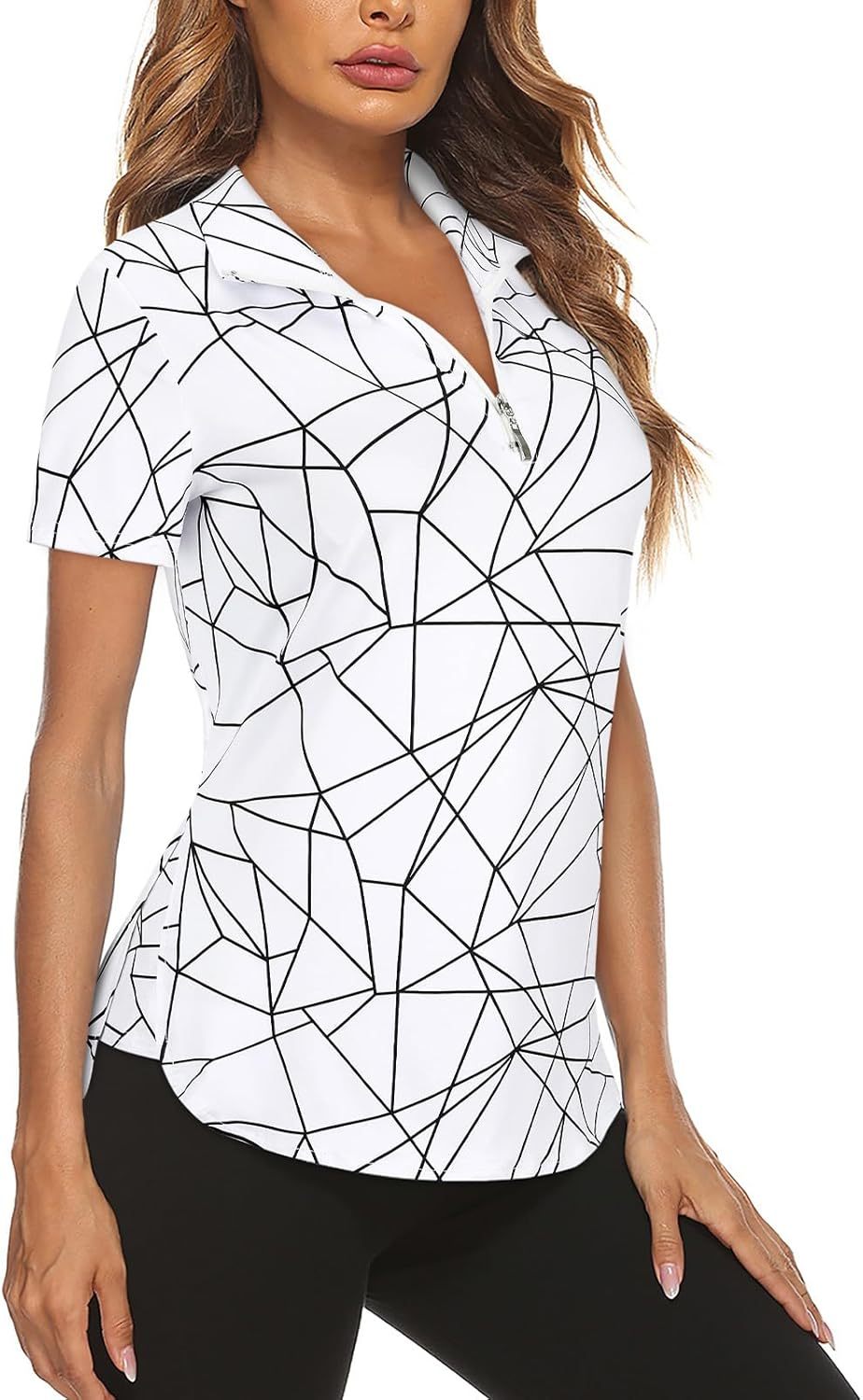 Women's Long Sleeve Golf Tennis Polo Shirts UPF50+ Half Zip Dry Fit Workout Tops Athletic Shirt