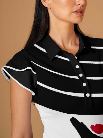 Fungolfs 90s Grunge Ruffle Sleeve Polo Top UPF50+