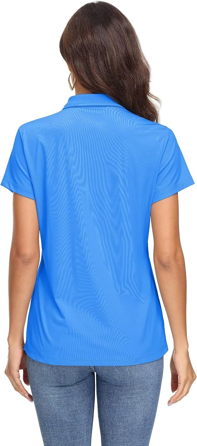 Women's Polo Shirts UPF 50+ Sun Protection 4 Buttons Casual Work Quick Dry Short Sleeve Collared Golf Shirt