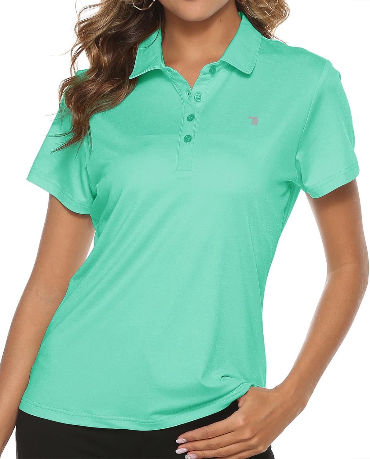 Women's Golf Polo Short Sleeve Shirts Lightweight Moisture Wicking Collared T Shirt Quick Dry 4-Button