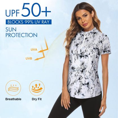 Women's Long Sleeve Golf Tennis Polo Shirts UPF50+ Half Zip Dry Fit Workout Tops Athletic Shirt