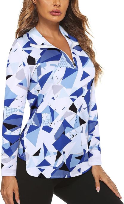 Women's Long Sleeve Golf Tennis Polo Shirts UPF50+ Half Zip Dry Fit Workout Tops Athletic Shirt