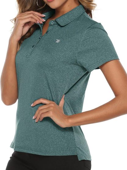 Women's Golf Polo Short Sleeve Shirts Lightweight Moisture Wicking Collared T Shirt Quick Dry 4-Button