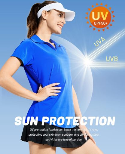 Women's Golf Polo Shirts Collared V Neck Short Sleeve Tennis Shirt, Dry Fit, Moisture Wicking