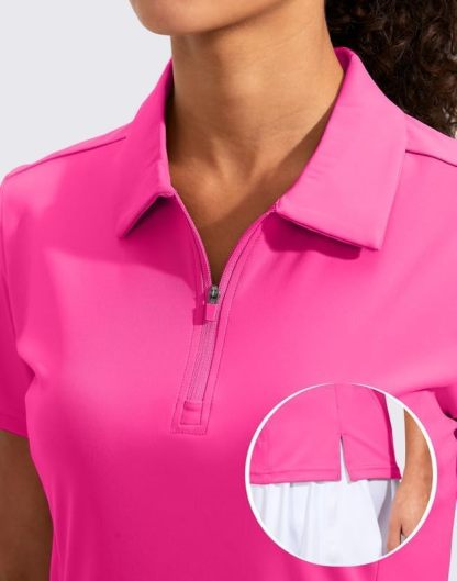 Women's Golf Shirt Short Sleeve with Zip Up Quick Dry Stretch Tennis Collared Polo Shirts for Women Golf Clothes