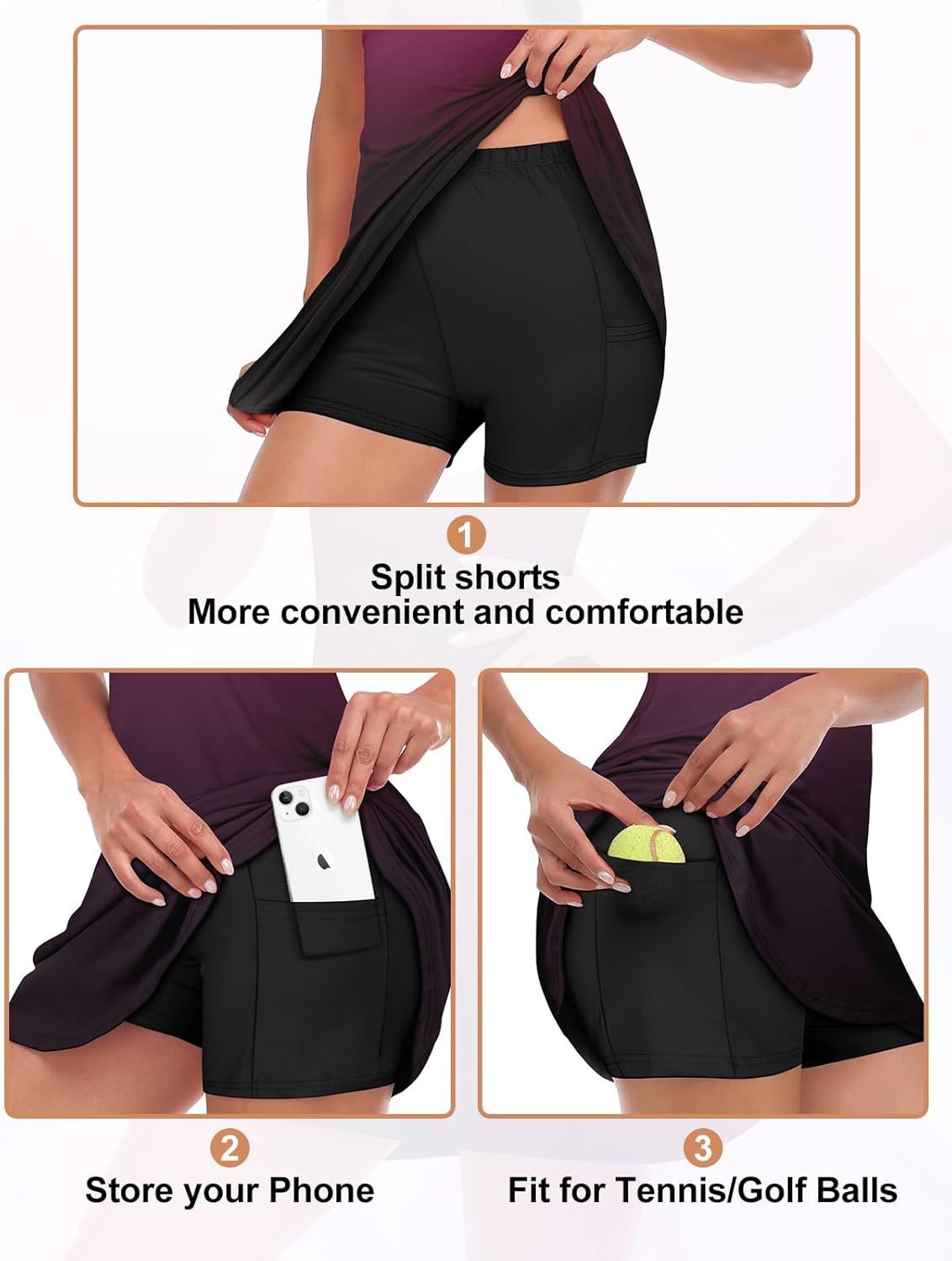 Tennis Dress for Women Sleeveless Golf Dresses with Shorts and Pockets Ruffle Zip Up Stand Collar Golf Outfits