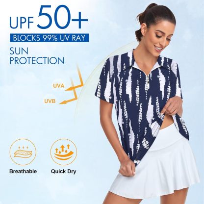 Women's Golf Polo Shirts Short Sleeve Quarter Zip Pullover Moisture Wicking Workout Tops