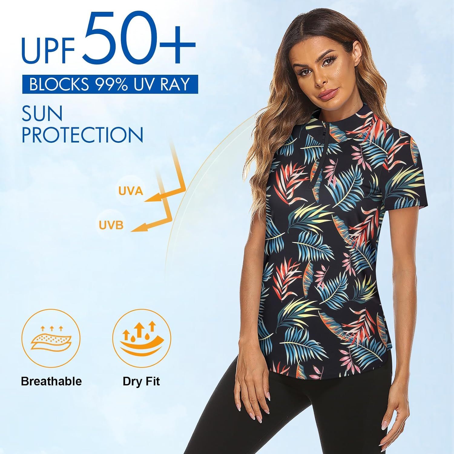 Women's Long Sleeve Golf Tennis Polo Shirts UPF50+ Half Zip Dry Fit Workout Tops Athletic Shirt