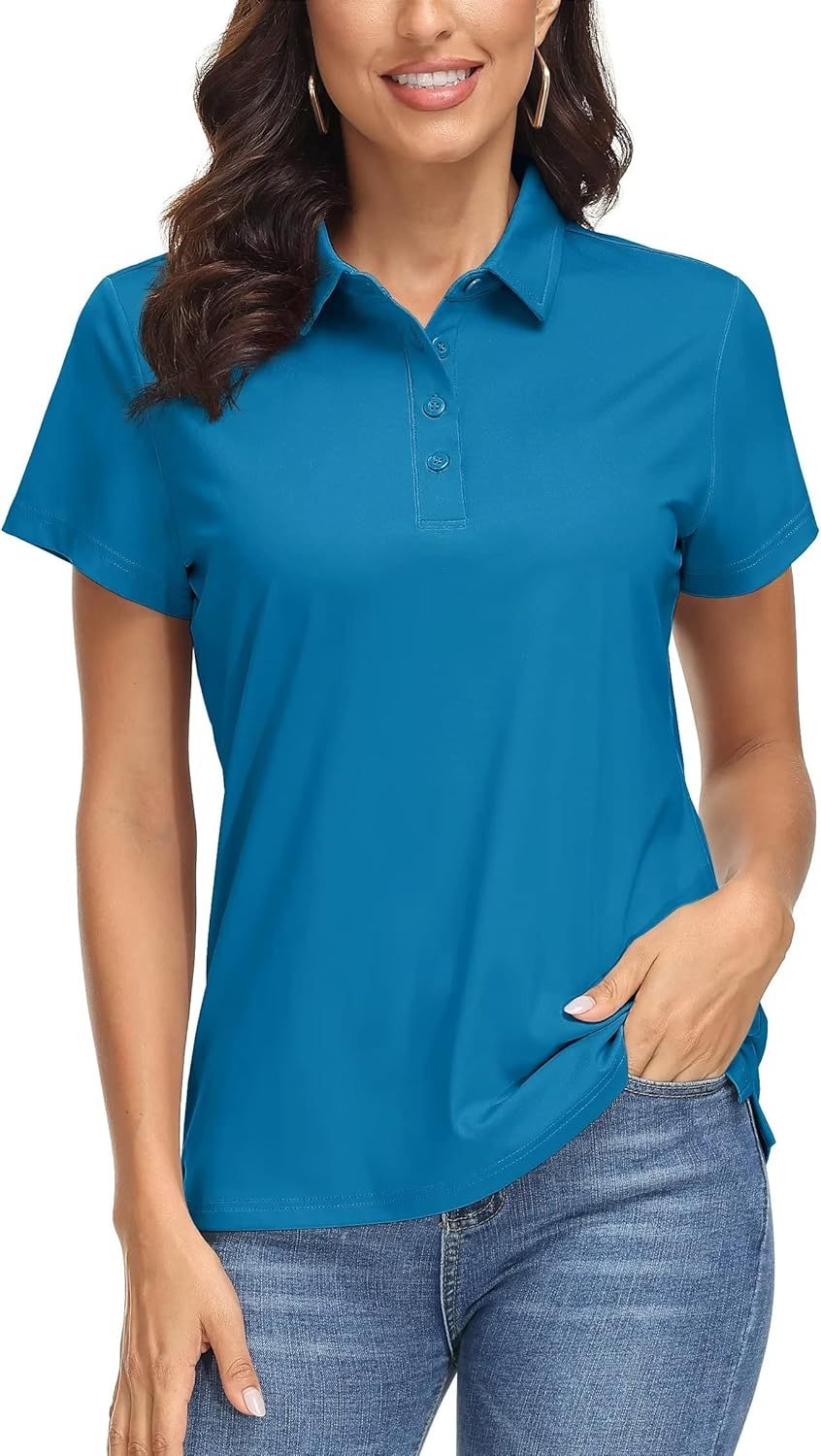 MAGCOMSEN Women's Polo Shirts UPF 50+ Sun Protection 4 Buttons Casual 