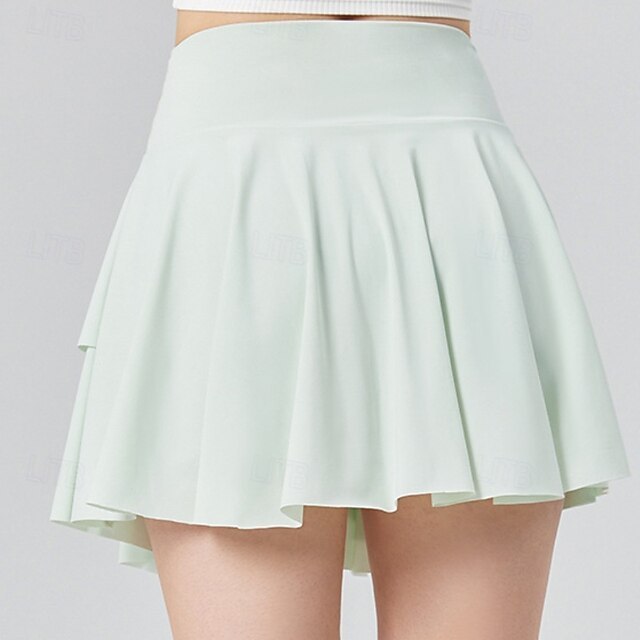 US Open Women's Solid Colored Tennis Skirts with Shorts Layered UPF50+ Moisture Wicking Tennis Golf Pickleball Black White Yellow Tennis Clothing