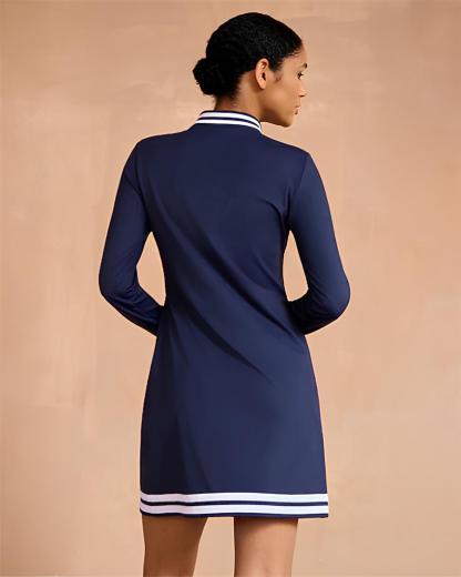 Fungolfs Fashion Gradient Polka Dot Simple Long Sleeve Dress With Pockets