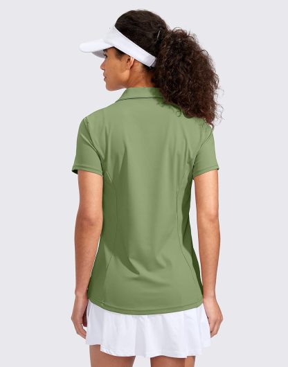 Women's Golf Shirt Short Sleeve with Zip Up Quick Dry Stretch Tennis Collared Polo Shirts for Women Golf Clothes