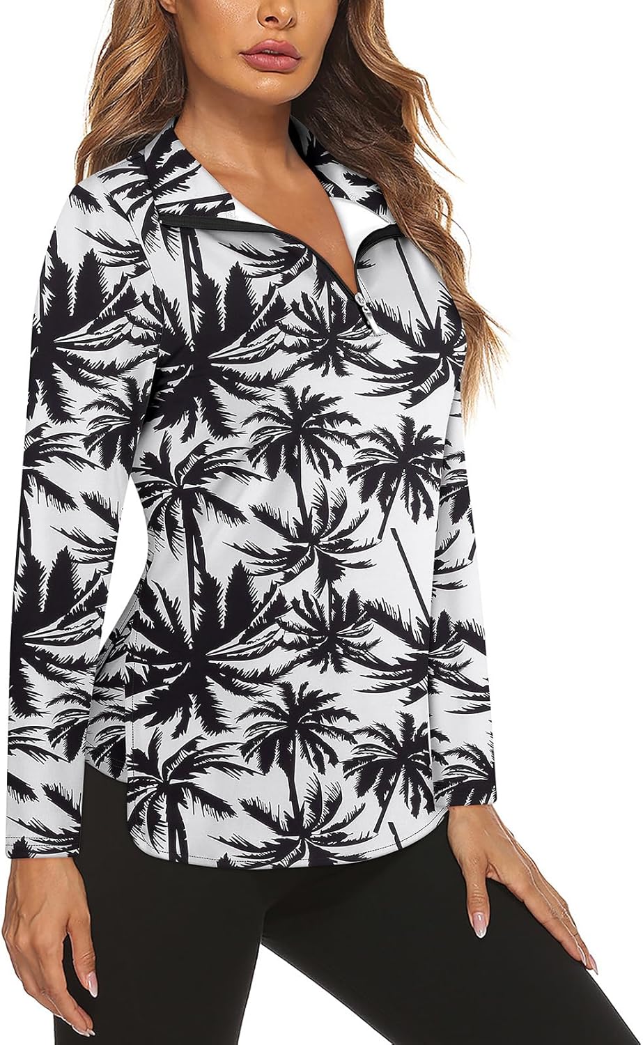 Women's Long Sleeve Golf Tennis Polo Shirts UPF50+ Half Zip Dry Fit Workout Tops Athletic Shirt