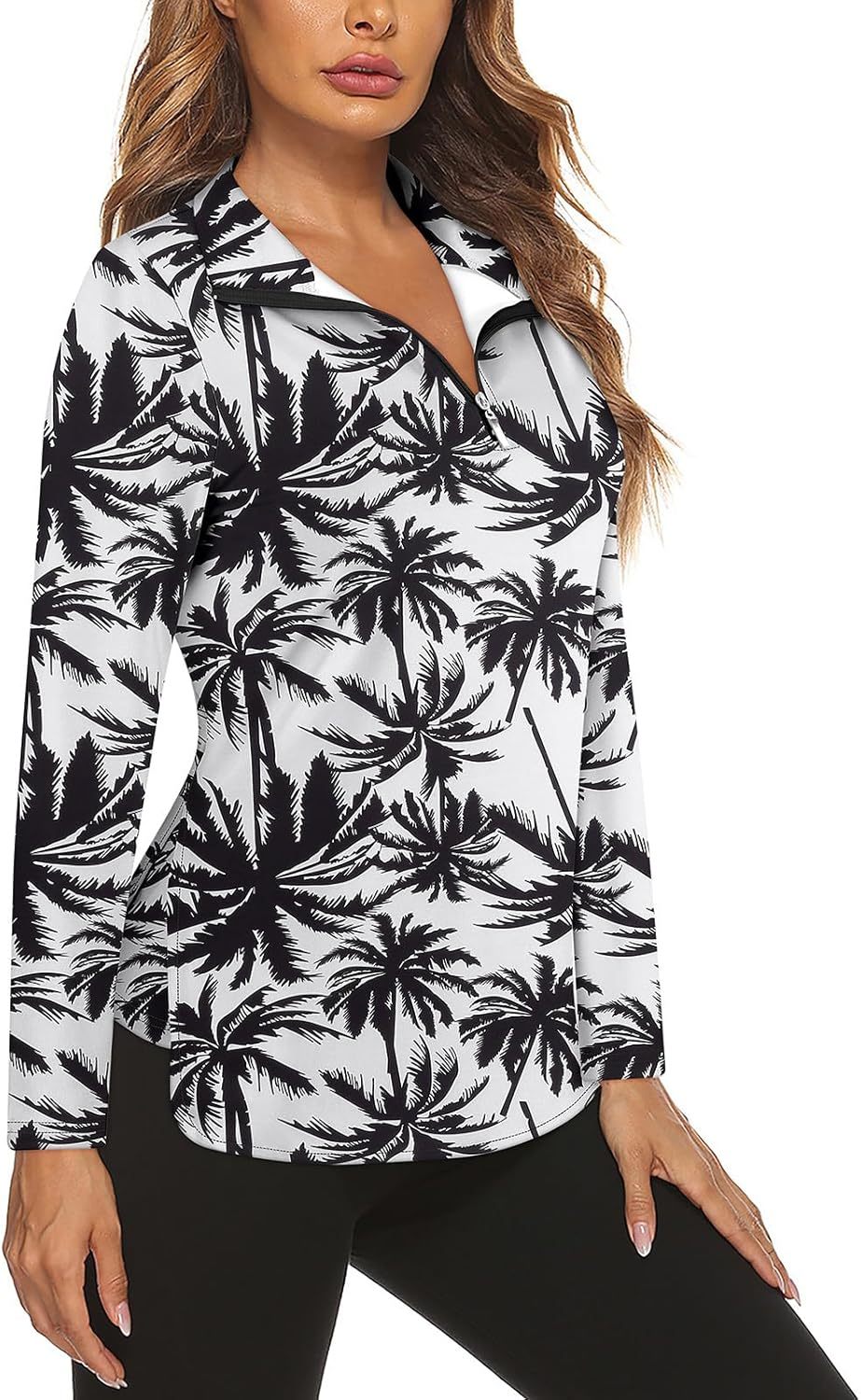 Women's Long Sleeve Golf Tennis Polo Shirts UPF50+ Half Zip Dry Fit Workout Tops Athletic Shirt