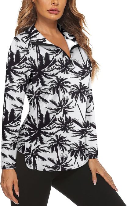 Women's Long Sleeve Golf Tennis Polo Shirts UPF50+ Half Zip Dry Fit Workout Tops Athletic Shirt