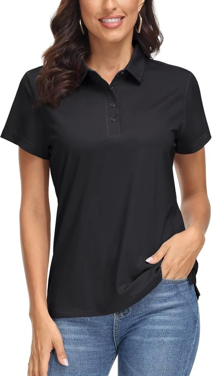 Women's Polo Shirts UPF 50+ Sun Protection 4 Buttons Casual Work Quick Dry Short Sleeve Collared Golf Shirt