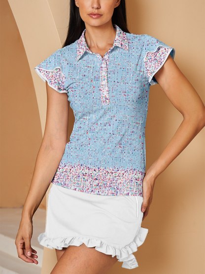 Fungolfs Hyper-prep Ruffle Sleeve Polo Top UPF50+