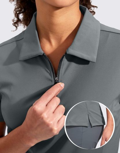 Women's Golf Shirt Short Sleeve with Zip Up Quick Dry Stretch Tennis Collared Polo Shirts for Women Golf Clothes