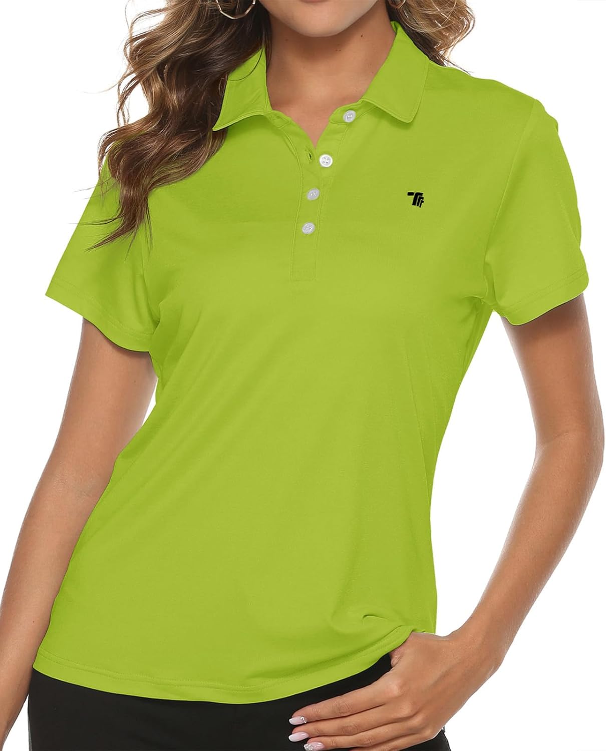 Women's Golf Polo Short Sleeve Shirts Lightweight Moisture Wicking Collared T Shirt Quick Dry 4-Button