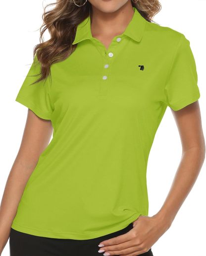 Women's Golf Polo Short Sleeve Shirts Lightweight Moisture Wicking Collared T Shirt Quick Dry 4-Button