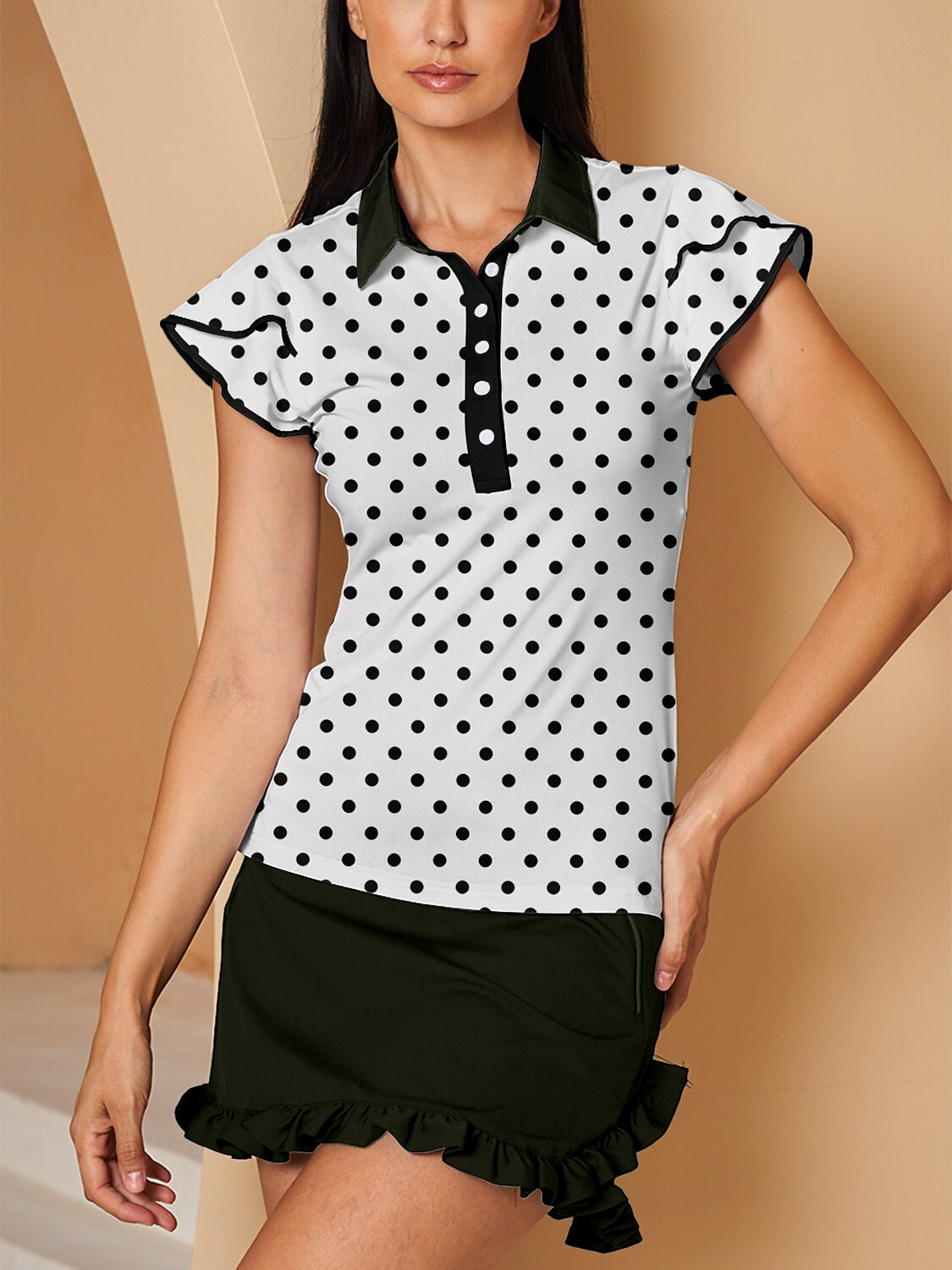 Fungolfs Hyper-prep Ruffle Sleeve Polo Top UPF50+