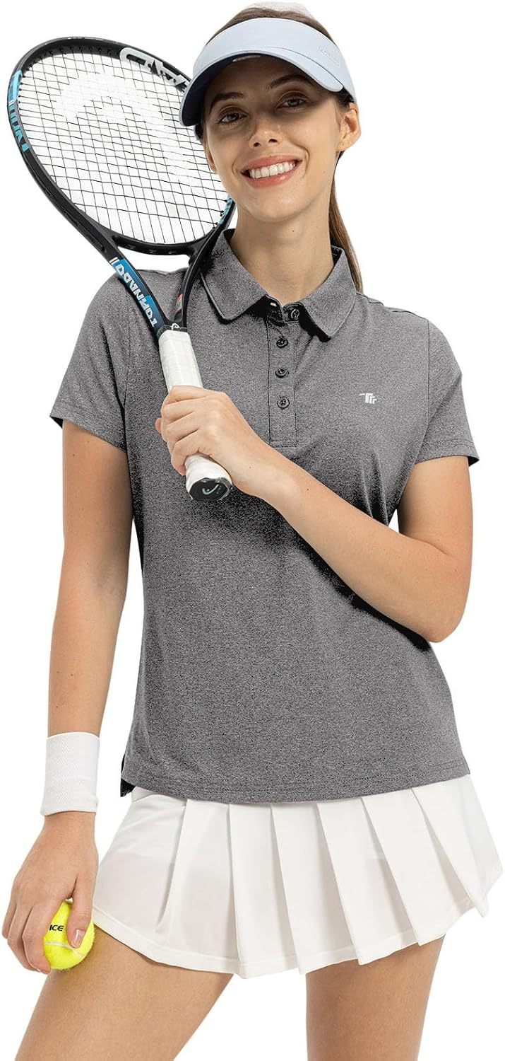 Women's Golf Polo Short Sleeve Shirts Lightweight Moisture Wicking Collared T Shirt Quick Dry 4-Button
