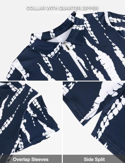 Womens Golf Polo Shirts 1/4 Zip Up Overlap Short Sleeve Quick Dry Workout Tops