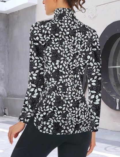 Women's Long Sleeve Golf Tennis Polo Shirts UPF50+ Half Zip Dry Fit Workout Tops Athletic Shirt