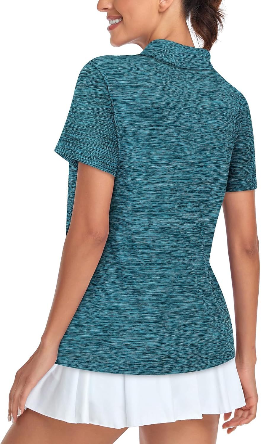 Women's Golf Polo Shirts Short Sleeve Quarter Zip Pullover Moisture Wicking Workout Tops