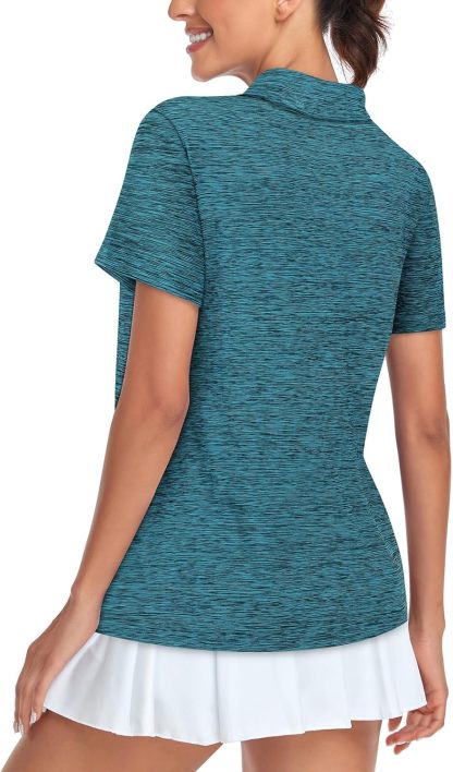 Women's Golf Polo Shirts Short Sleeve Quarter Zip Pullover Moisture Wicking Workout Tops