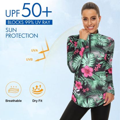 Women's Long Sleeve Golf Tennis Polo Shirts UPF50+ Half Zip Dry Fit Workout Tops Athletic Shirt