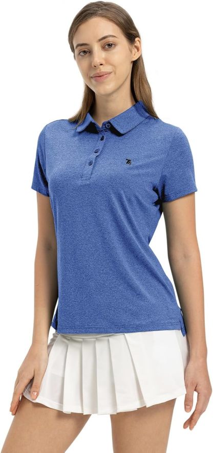 Women's Golf Polo Short Sleeve Shirts Lightweight Moisture Wicking Collared T Shirt Quick Dry 4-Button