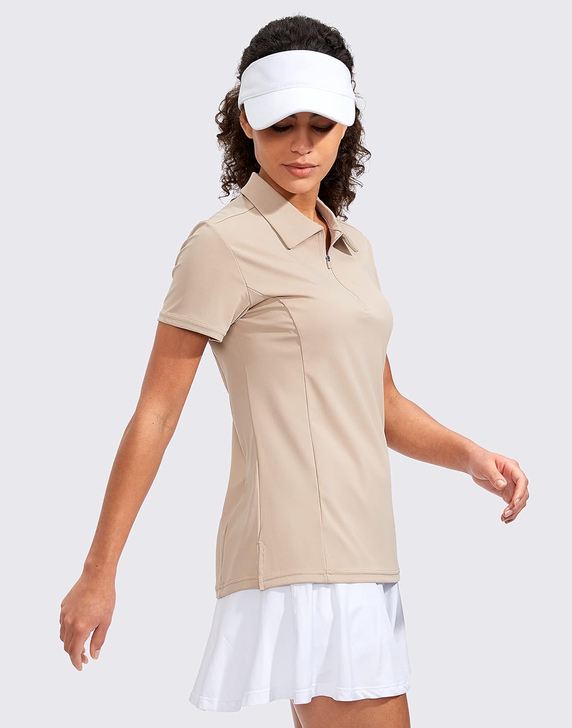 Women's Golf Shirt Short Sleeve with Zip Up Quick Dry Stretch Tennis Collared Polo Shirts for Women Golf Clothes