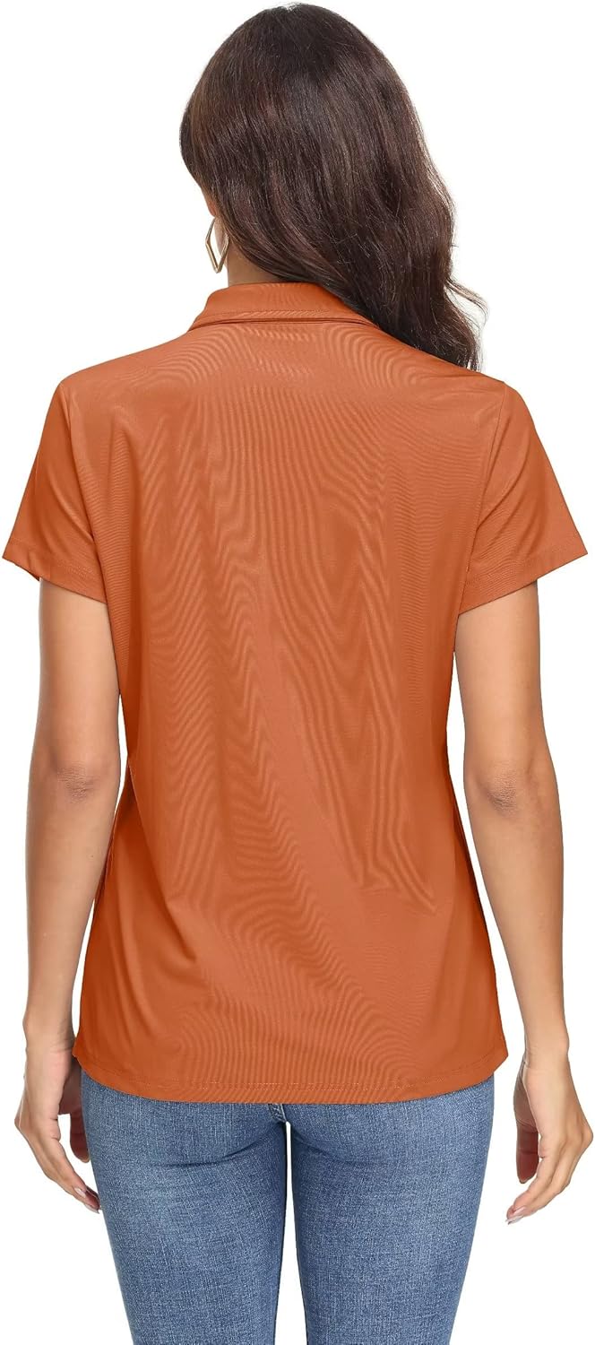 Women's Polo Shirts UPF 50+ Sun Protection 4 Buttons Casual Work Quick Dry Short Sleeve Collared Golf Shirt