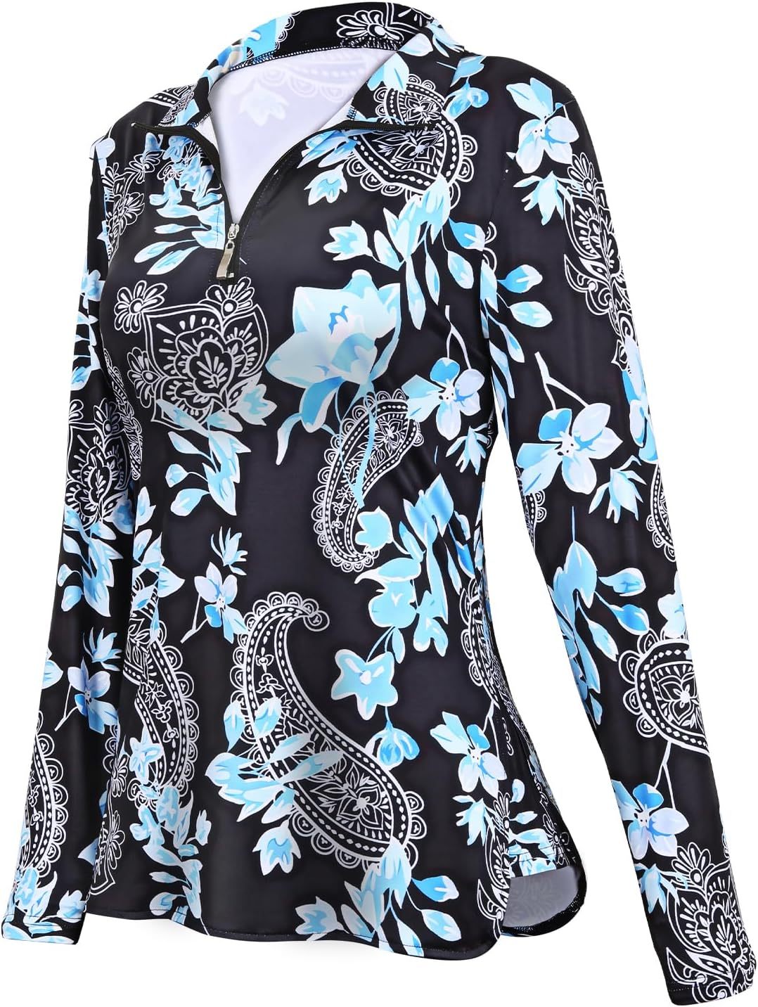 Women's Long Sleeve Golf Tennis Polo Shirts UPF50+ Half Zip Dry Fit Workout Tops Athletic Shirt