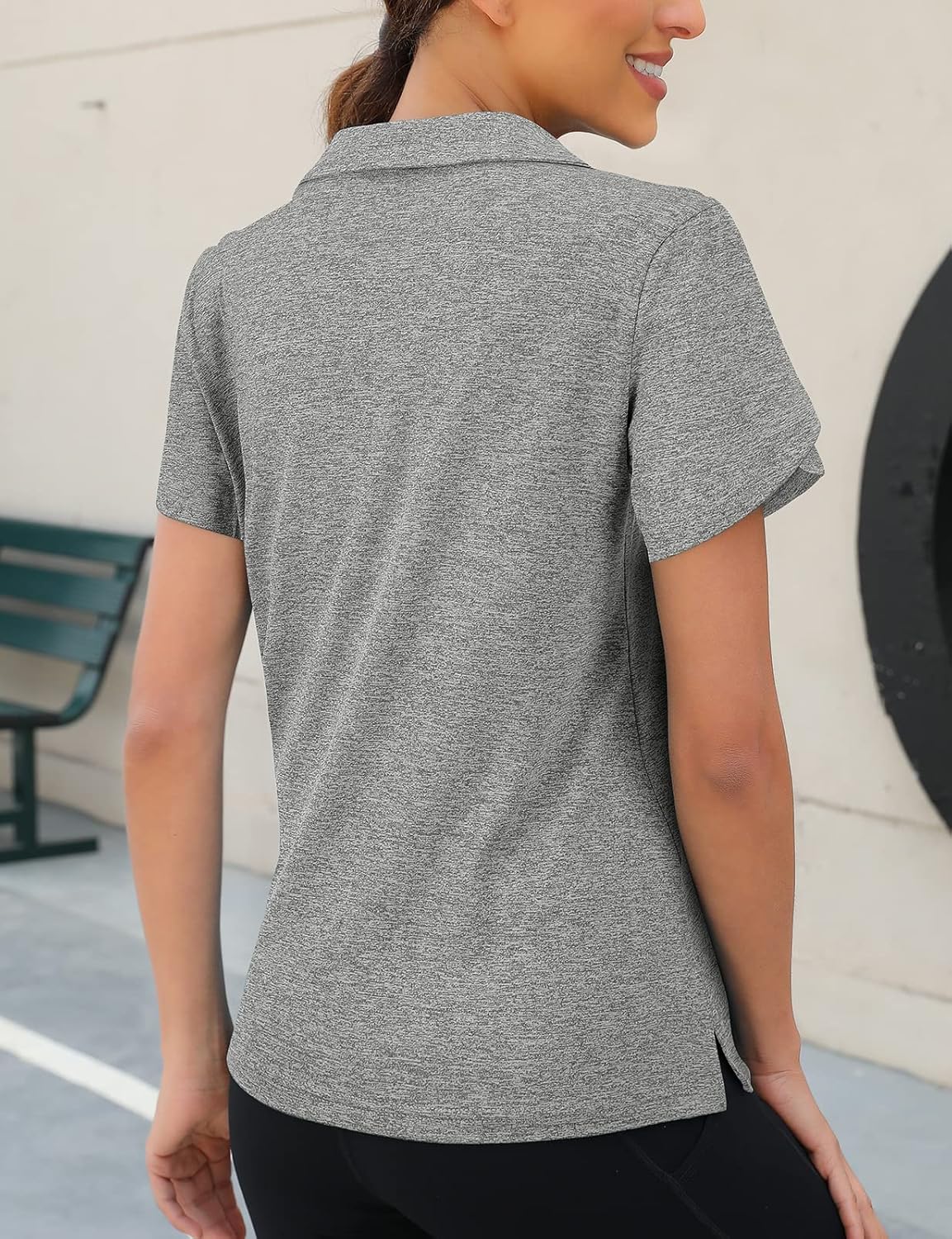 Womens Golf Polo Shirts 1/4 Zip Up Overlap Short Sleeve Quick Dry Workout Tops