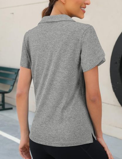 Womens Golf Polo Shirts 1/4 Zip Up Overlap Short Sleeve Quick Dry Workout Tops