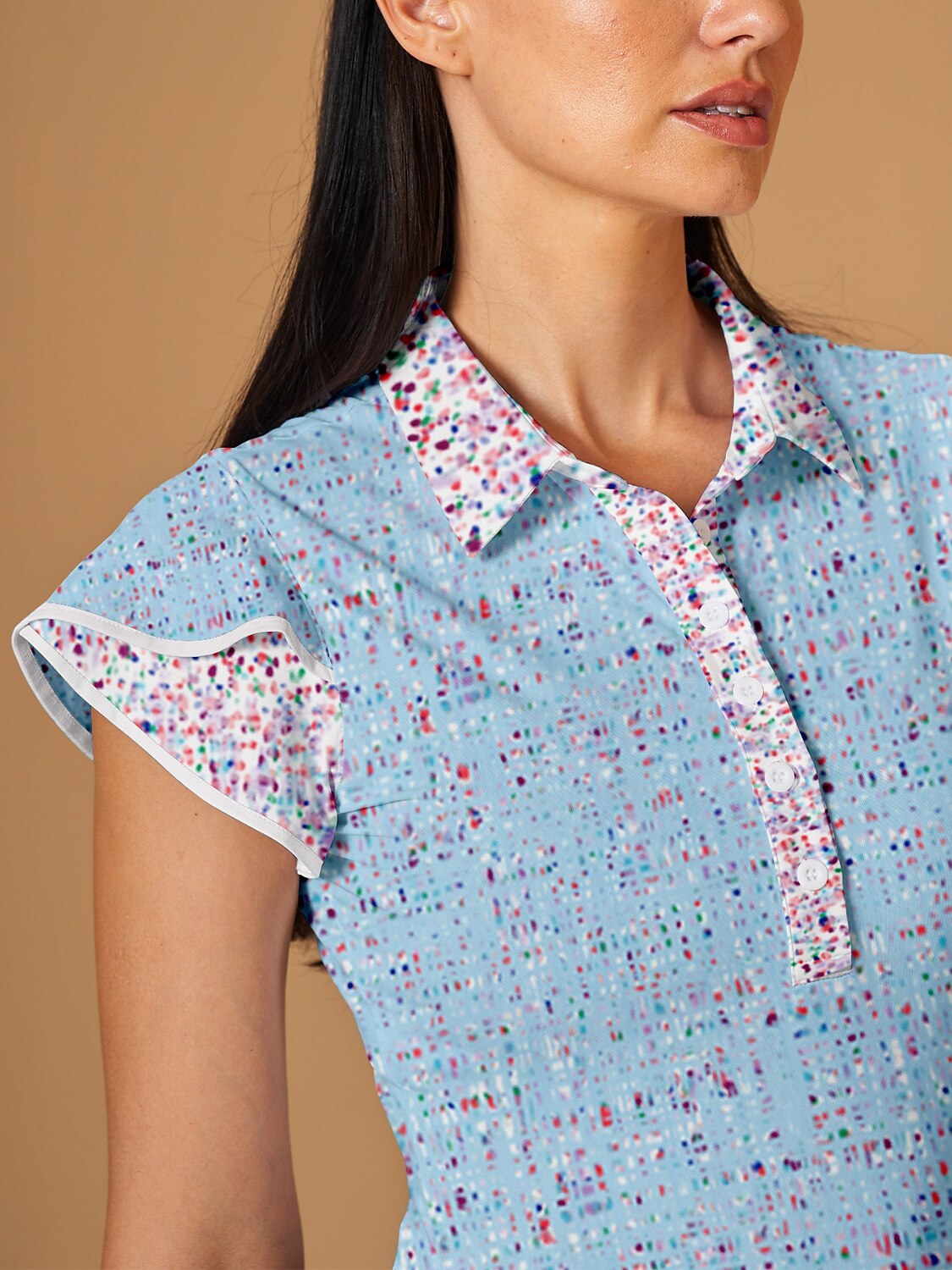 Fungolfs Hyper-prep Ruffle Sleeve Polo Top UPF50+