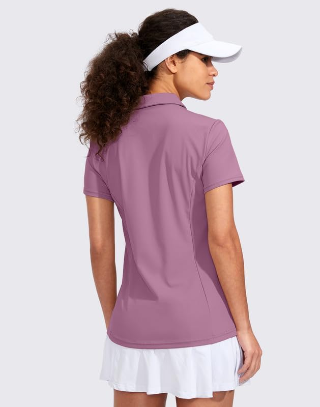 Women's Golf Shirt Short Sleeve with Zip Up Quick Dry Stretch Tennis Collared Polo Shirts for Women Golf Clothes